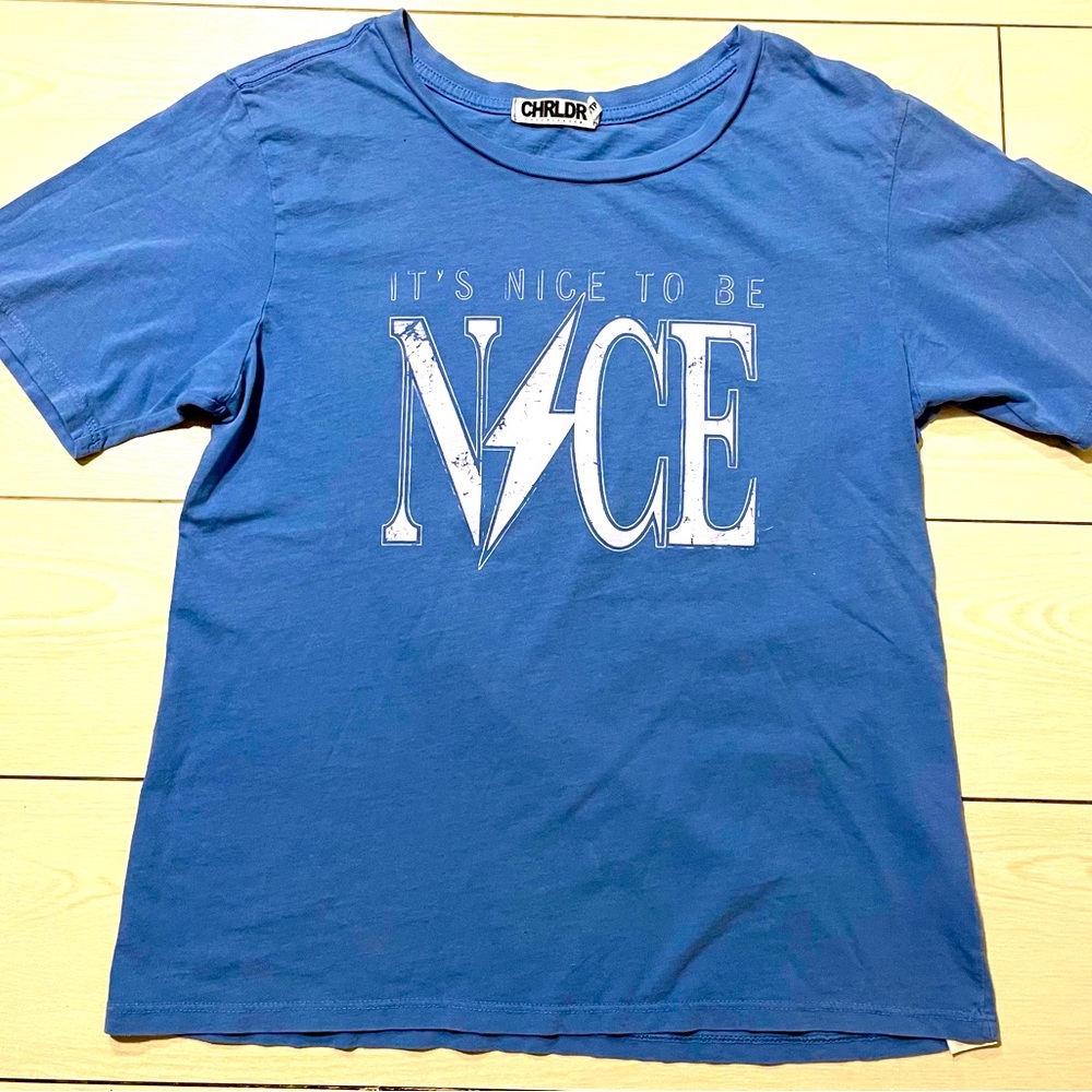 CHRLDR Nice to be Nice short sleeve top XS rare shirt with thunderbolt